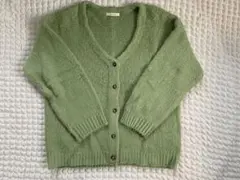 w closet ライトグリーン ニットカーディガン Vネック