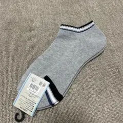 グレー アンクルソックス 25-27cm ストライプ