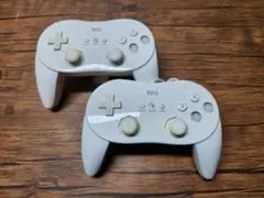 Wiiクラシックコントローラー　PRO 2個セット　任天堂　WiiU【白】①