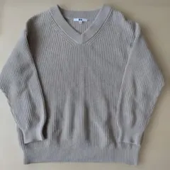 UNIQLO リブ編み Vネックセーター S　ベージュ