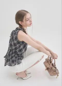 YILON DOLCE RIBBON BLOUSE ネイビー イロン 韓国 - メルカリ