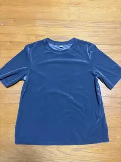 GU シアーベロアTシャツ　ダークグレー　L ジーユー　半袖