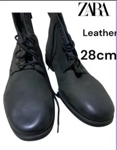 ZARA レザーレースアップブーツ Dark Green 28cm