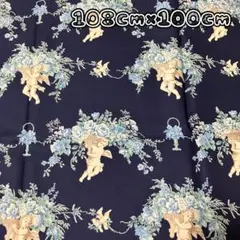 526/YUWA天使柄生地100cmネイビー Antique World②