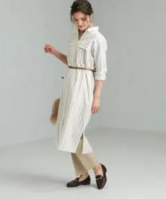 ユナイテッドアローズ グリーンレーベル ストライプ ロング シャツ ワンピース