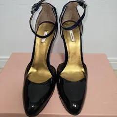 miu miu エナメル×ベロア ウェッジソール パンプスのサムネイル