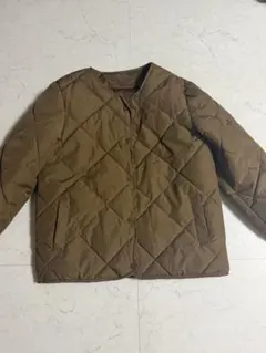 キルティングジャケット ブラウン ノーカラー