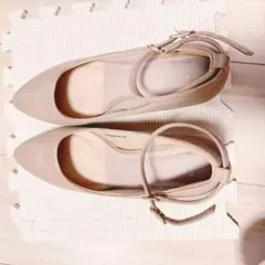 RANDA ベージュラメ入りポインテッドトゥパンプス