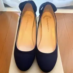 vanity beauty ネイビー リボンパンプス 24cm