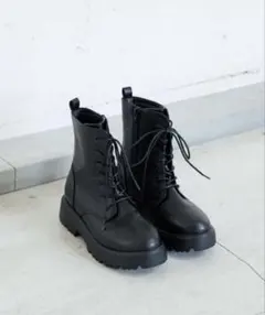 GLOBAL WORK キッズレースアップブーツ22cm 黒のサムネイル