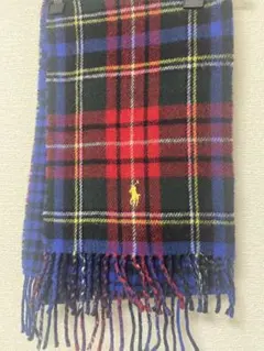 POLO RALPH LAUREN ウール ロゴ刺繍チェック柄マフラー