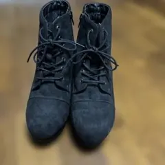 黒 スエード 編み上げブーツ