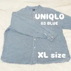 UNIQLO ヒッコリーオーバーサイズスタンドカラーシャツ（長袖） XL