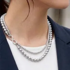 新品 パール ２連 ネックレス 4way 8mm 冠婚葬祭 フォーマル シルバー