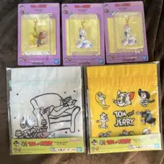 トムとジェリー フィギアチャーム 3個セット、巾着ポーチ2個セット