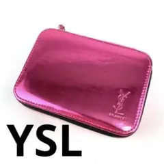 YSL イヴサンローラン ポーチ バニティ 鏡付 マルチケース エナメル ピンク
