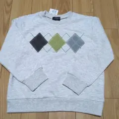 新品★コムサイズム 生成り アーガイルモチーフ トレーナー120cm