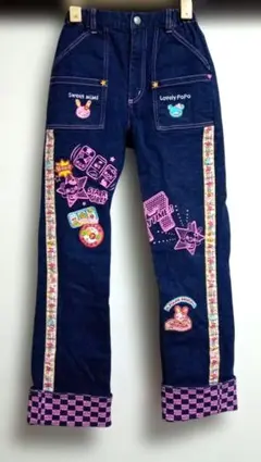 メゾピアノ♡ミミポポちゃん刺繍♡ワッペン♡デニムパンツ♡130サイズ