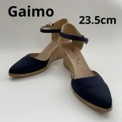 gaimo エスパドリーユ サテン ストラップ サンダル ネイビー 23.5