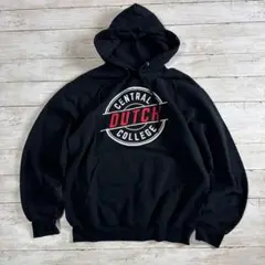 セントラルカレッジ カレッジロゴ パーカー M 黒　ゆるダボビッグシルエット古着