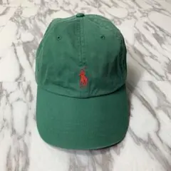 ポロラルフローレン ６パネルキャップ チノ グリーン レザーアジャスター 刺繍