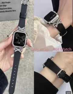 ⭐︎早急発送⭐︎新品未使用⭐︎Apple Watch バンド リボン　ブラック レザー