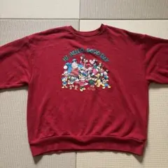ミッキーマウス プリント スウェット 赤