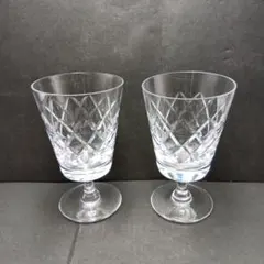 ⑩ ボヘミアンガラス ワイングラス カットグラガ ペア