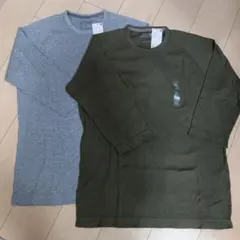 ユニクロ　ライトワッフル　クルーネックT　七分袖