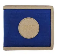 極美品　GUCCI グッチ　二つ折り財布　レザー×キャンバス　ロゴグラム　レザー