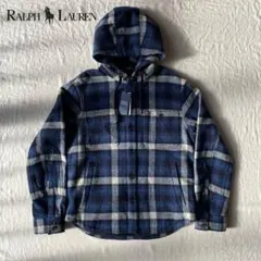 【未使用品】POLO RALPHLAUREN チェック ウール パーカー ブルー