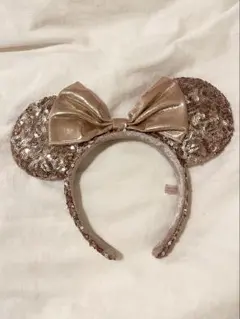 ミニーカチューシャ　ピンクゴールド スパンコール