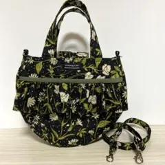 ハンドメイド トートバッグ ショルダー紐付き フリル コロリンバッグ