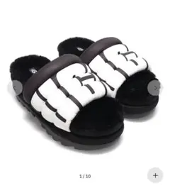 UGG W MAXI SLIDE LOGO Black 25(24〜25)