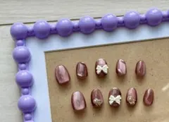 【 現品 】マグネットネイル×リボン 普段使い｜デート｜ネイルチップ