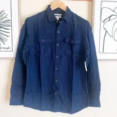 新品タグ付⭐️ メンズ シャツ フランネルシャツ 春秋服 長袖 S ネイビー