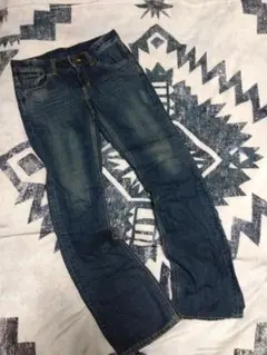 新品EDWIN503ダークブルー ストレートデニム フェード加工