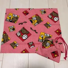 ランチョンマット 給食袋セット ウサギ柄 ネコ柄 チェック柄