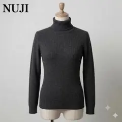 無印良品 MUJI ウール リブ タートルネック セーター M チャコールグレ