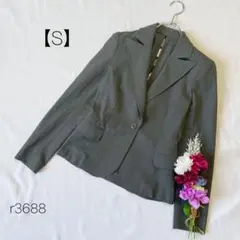 リアル　テーラードジャケット　シングルボタン　オフィス　通勤　　グレー 【S】