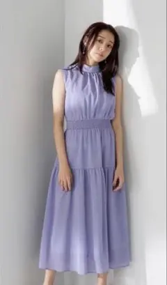ナチュラルビューティーベーシック　カジュアルドレス ハイネック楊柳ワンピース