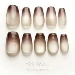 ［現品］ブラウングラデーション×ゴールドマグ｜ネイルチップ