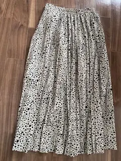 ダルメシアン柄　ロングプリーツスカート