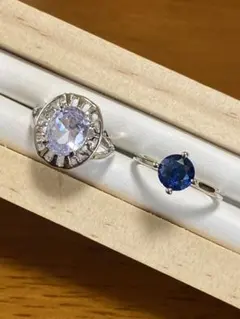 エレガントなジルコニアステンレスリング2本セット