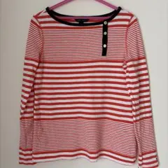 TOMMY HILFIGER 赤と白のストライプ長袖Tシャツ
