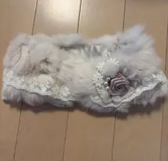 axes パーティ用 ベージュファーつけ襟 花モチーフ付き