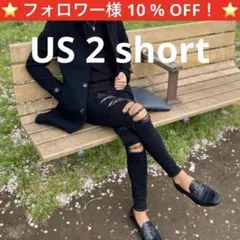 アメリカンイーグル ダメージブラックジェギング US2 スキニーデニム 人気商品