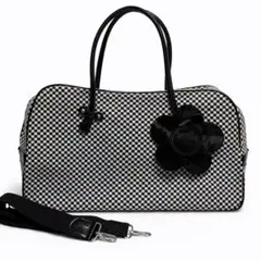 MARY QUANT マリークヮント ショルダー ボストンバッグ 千鳥格子 黒