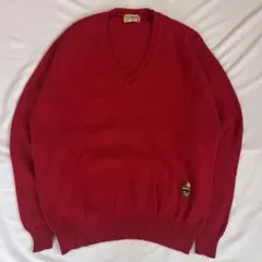 赤のVネックセーター E刺繍入り ビンテージ - メルカリ