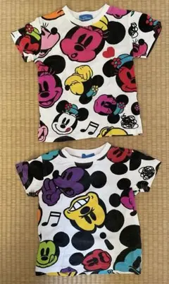 ミッキーマウス ミニーマウスTシャツ 2枚セット 100cm